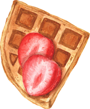 Belgian Waffle with Strawberry Watercolor